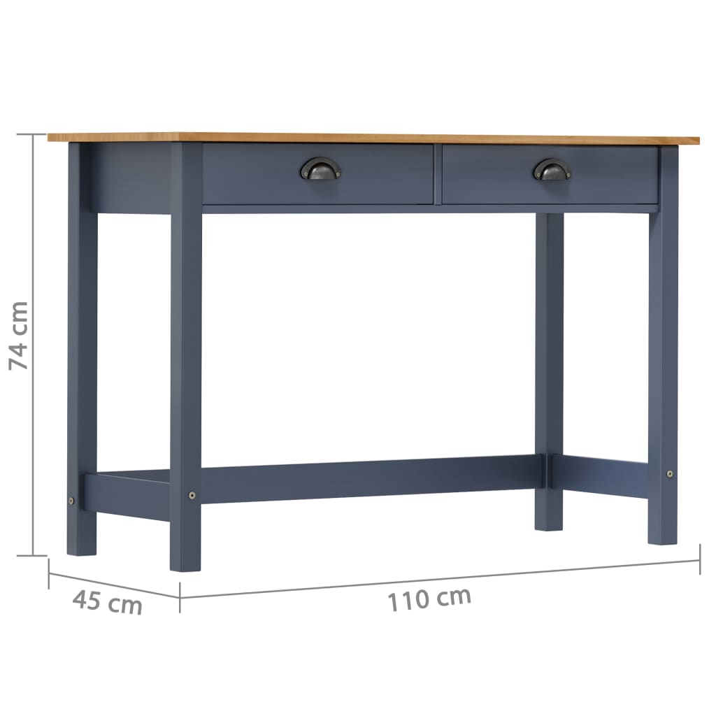 Avlastningsbord Konsollbord Grå Hill 2 lådor 110x45x74 cm massiv furu