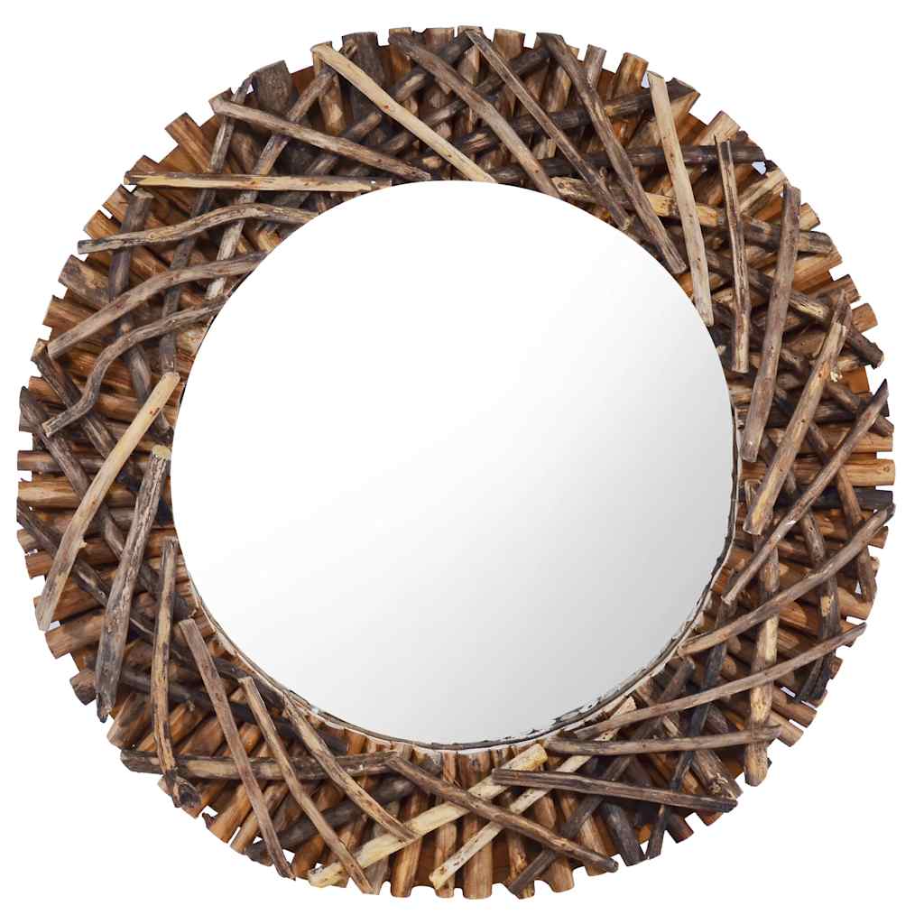 Väggspegel rund 60 cm teak
