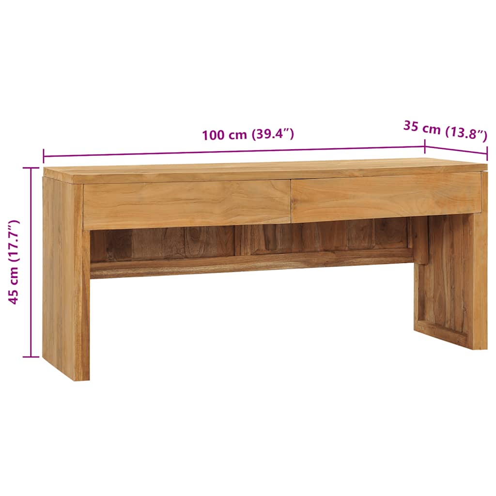 TV-bänk 100x35x45 cm massiv teak