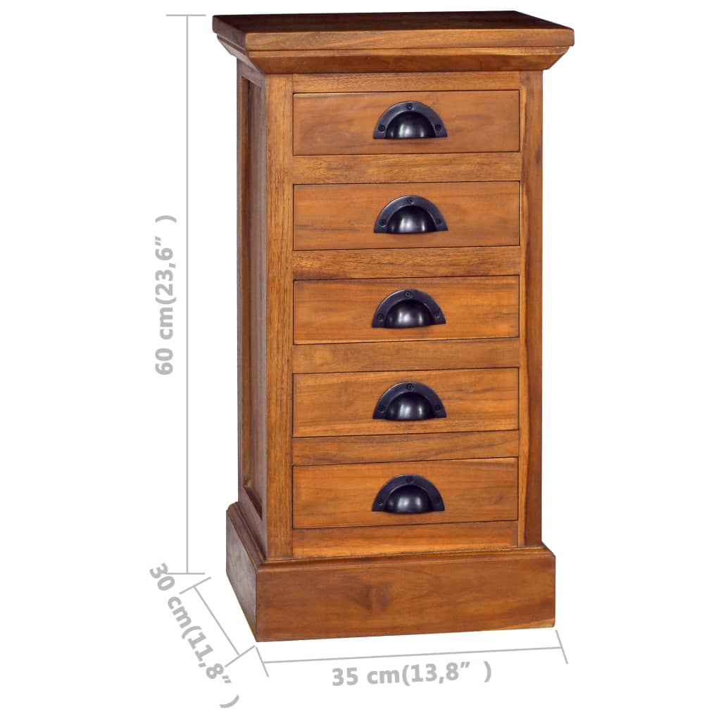 Byrå 5 lådor 35x30x60 cm massiv teak
