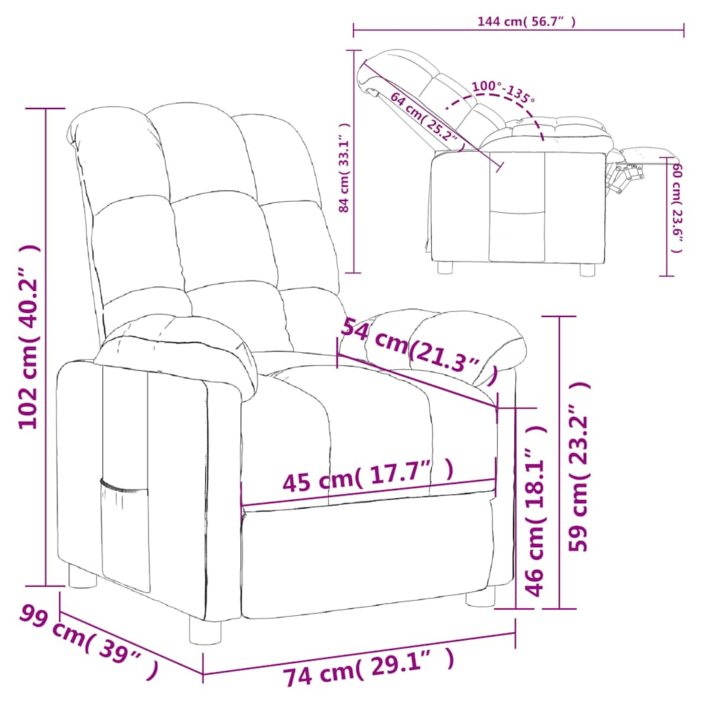 Fåtölj Mörkgrå Reclinerfåtölj tyg