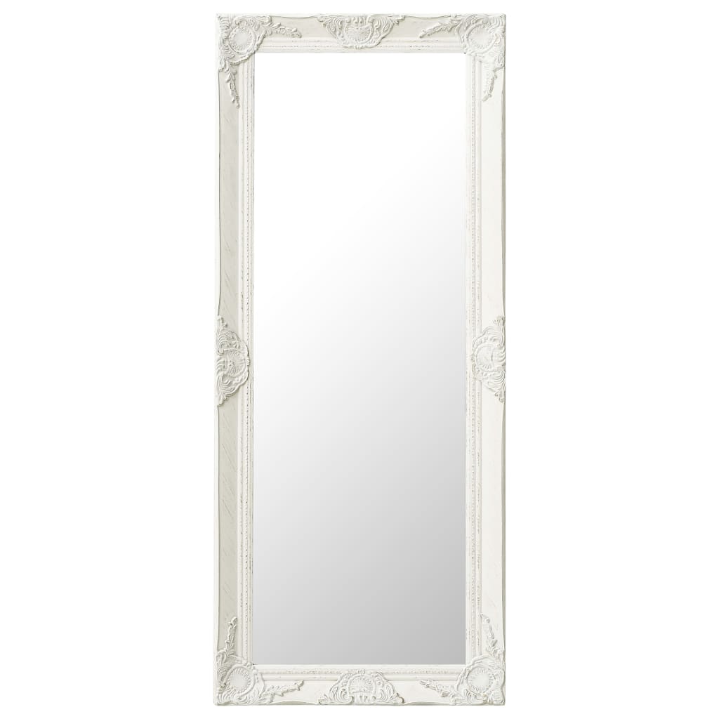Väggspegel barockstil 50x120 cm vit