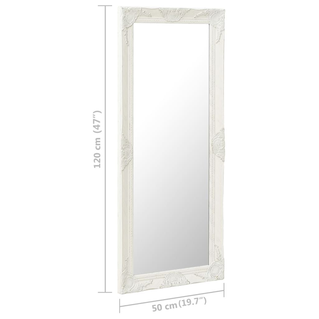 Väggspegel barockstil 50x120 cm vit