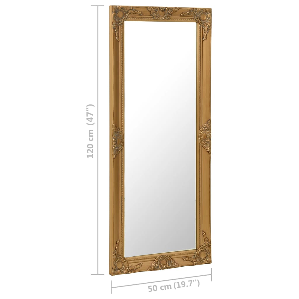 Väggspegel barockstil 50x120 cm guld