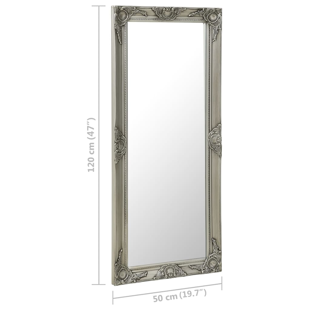 Väggspegel barockstil 50x120 cm silver