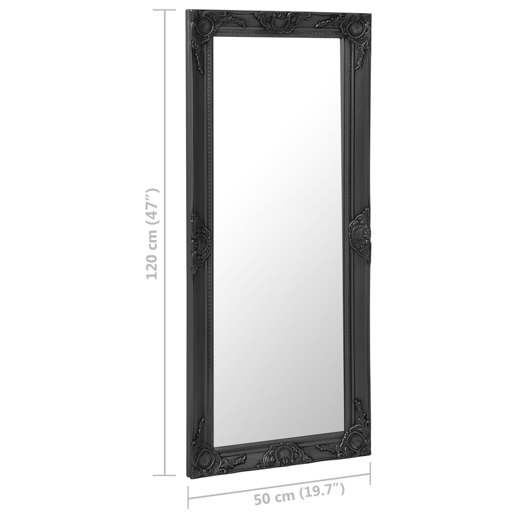 Väggspegel barockstil 50x120 cm svart