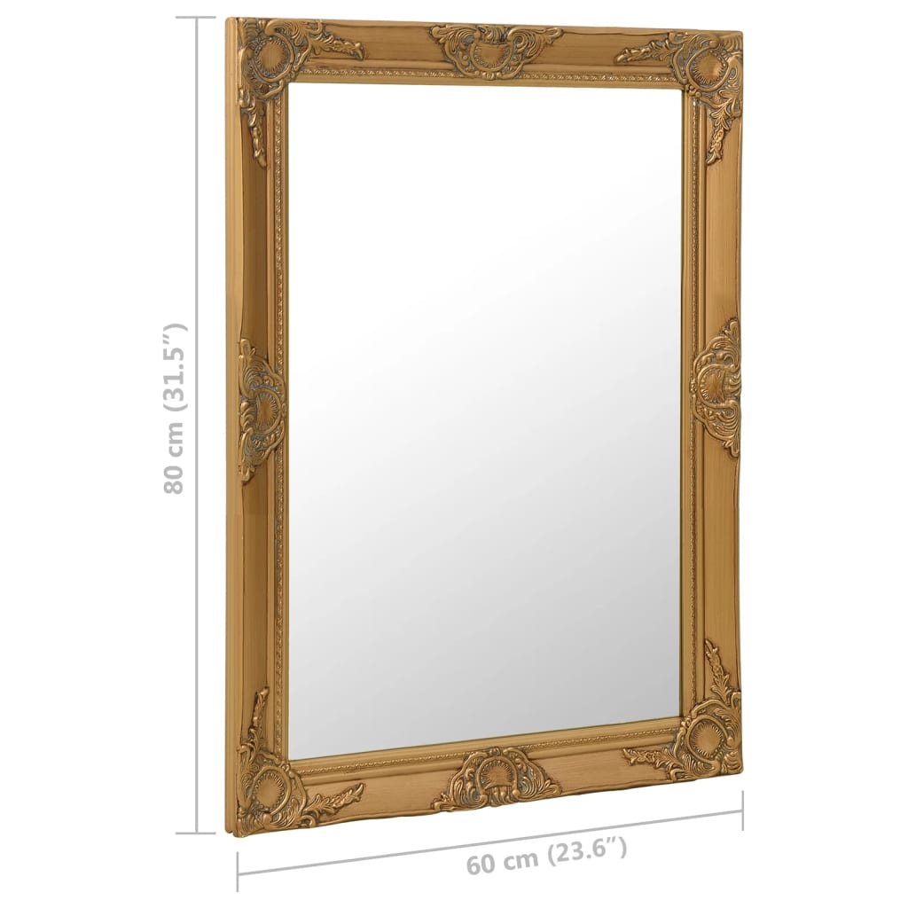 Väggspegel barockstil 60x80 cm guld