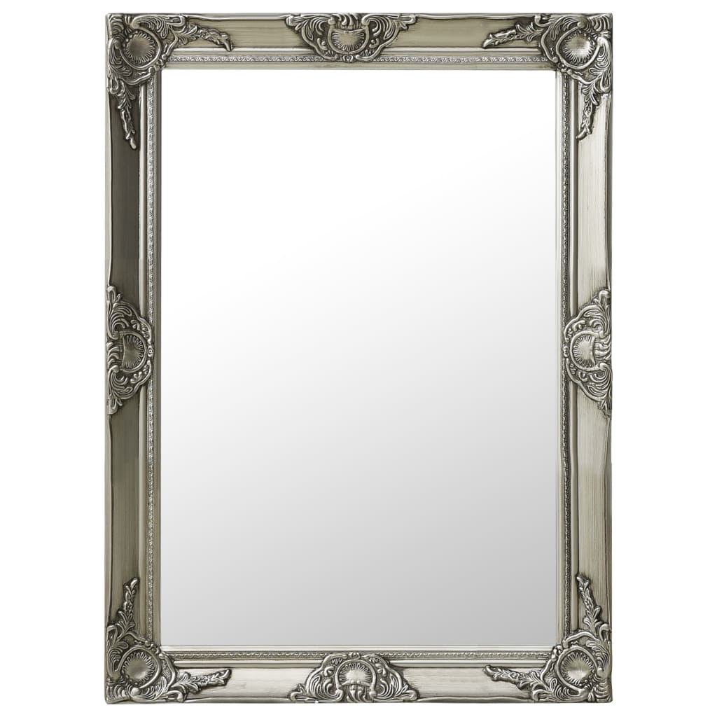 Väggspegel barockstil 60x80 cm silver