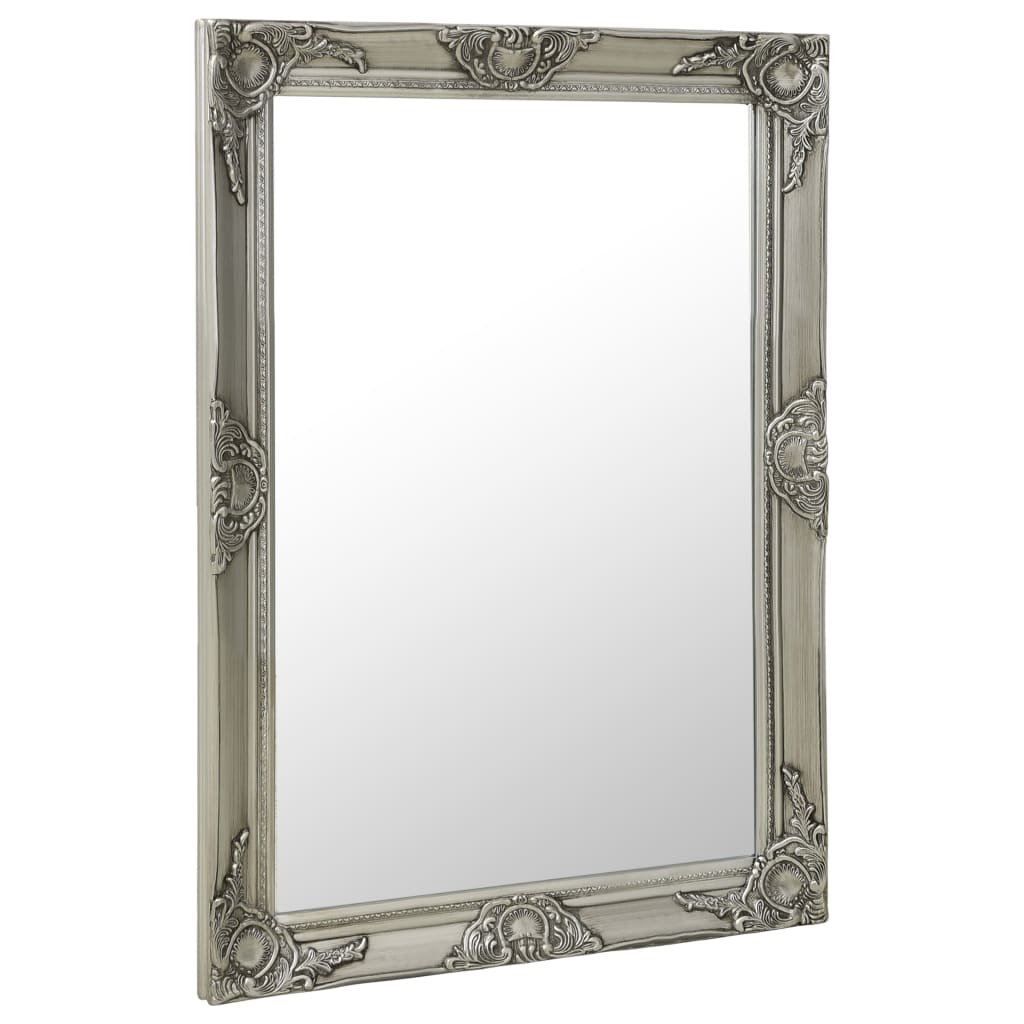 Väggspegel barockstil 60x80 cm silver