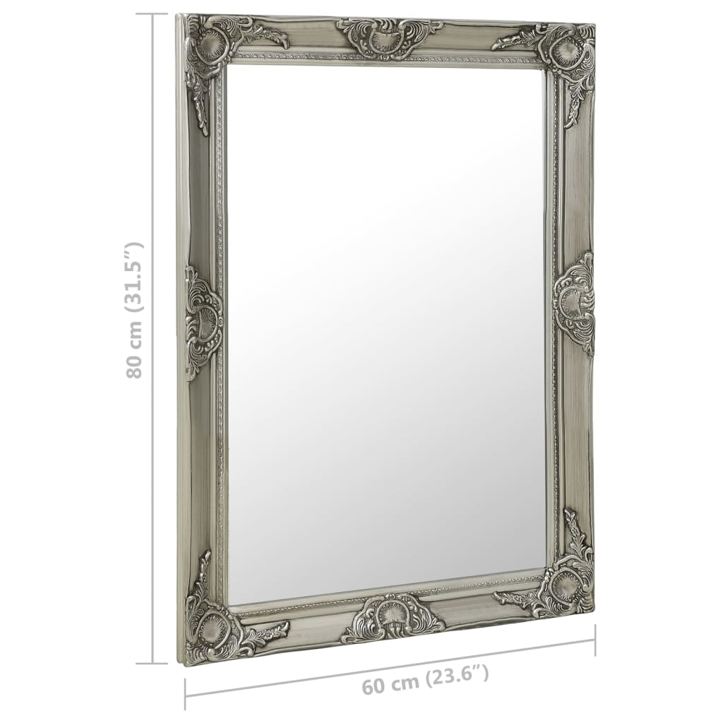 Väggspegel barockstil 60x80 cm silver