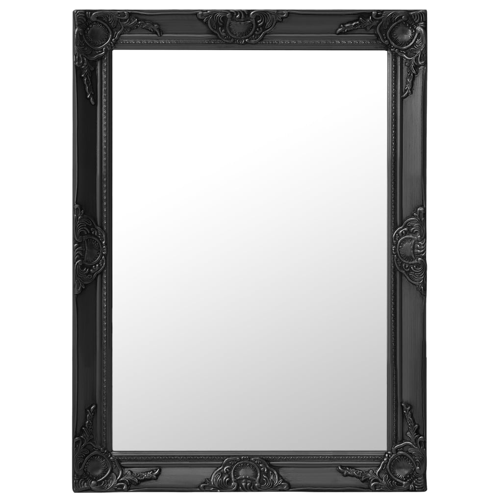 Väggspegel barockstil 60x80 cm svart