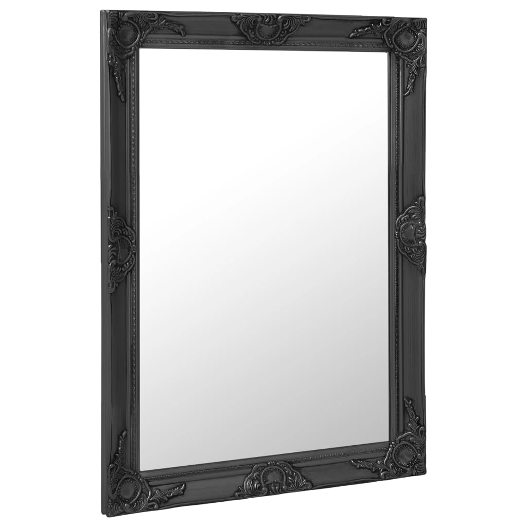 Väggspegel barockstil 60x80 cm svart