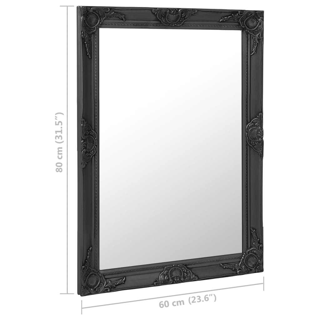 Väggspegel barockstil 60x80 cm svart