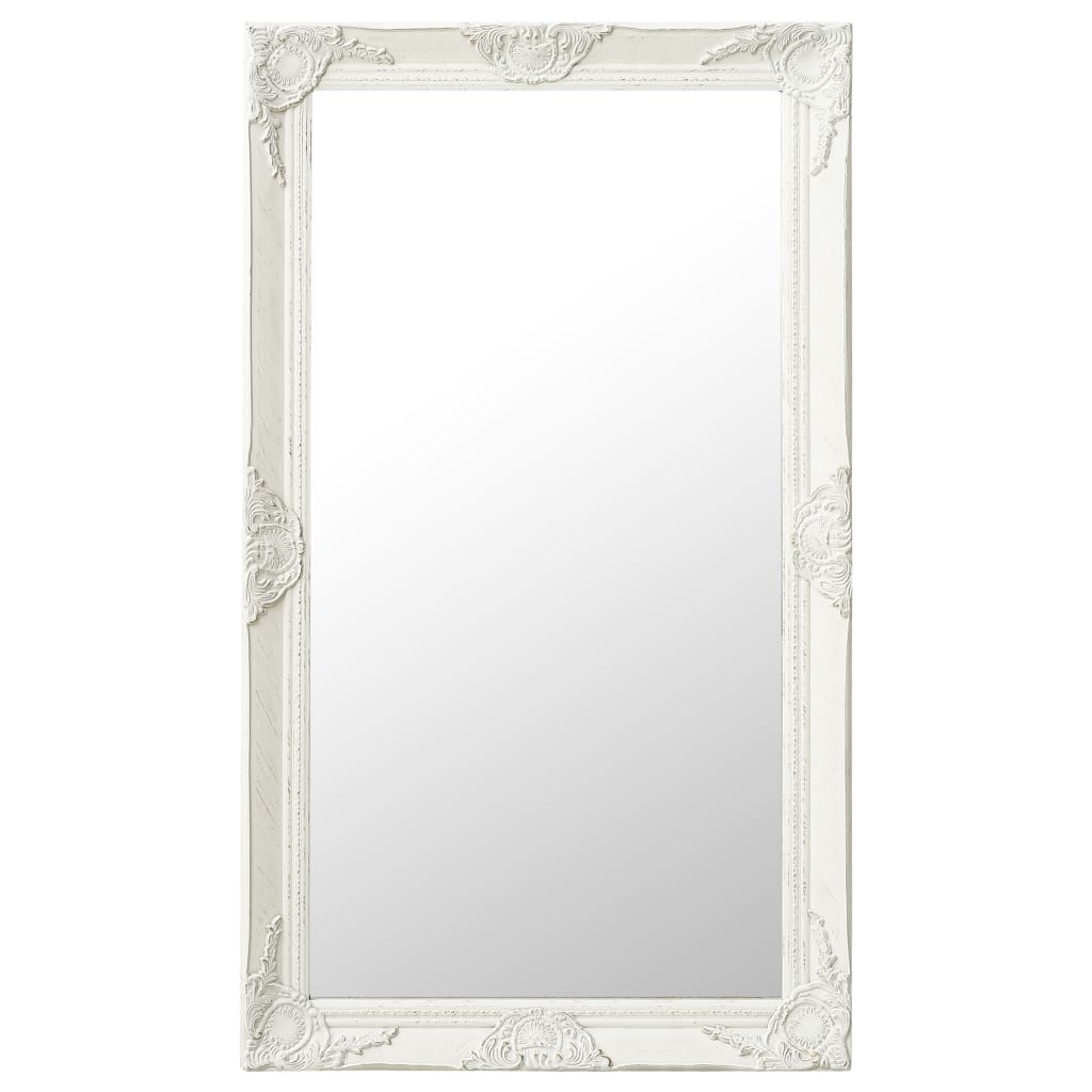 Väggspegel barockstil 60x100 cm vit