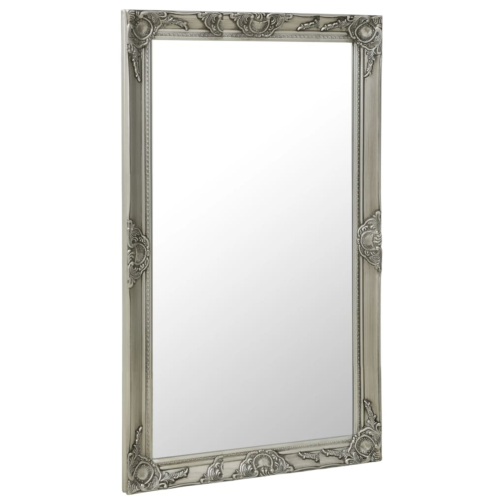 Väggspegel barockstil 60x100 cm silver