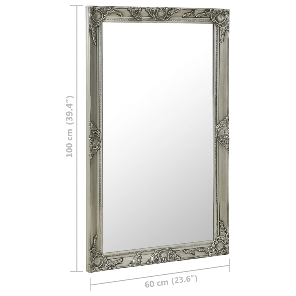 Väggspegel barockstil 60x100 cm silver