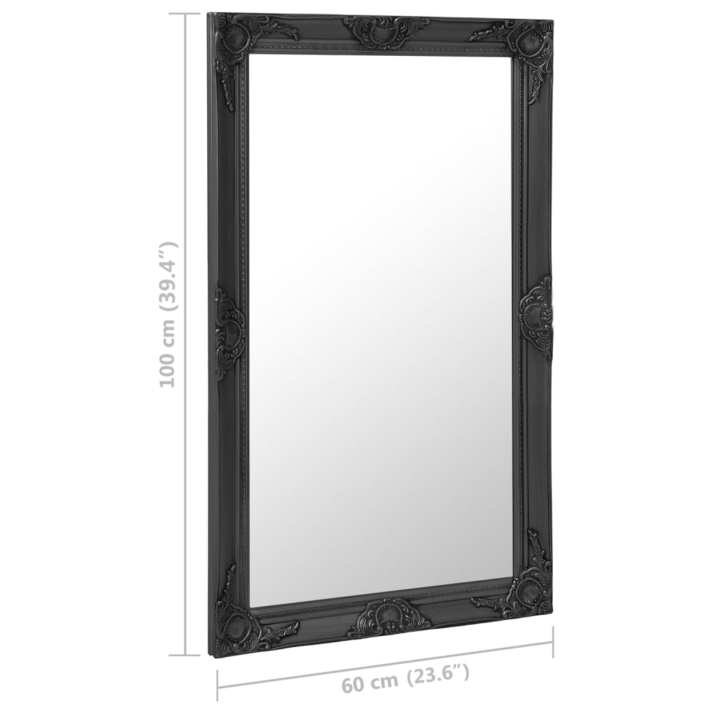Väggspegel barockstil 60x100 cm svart