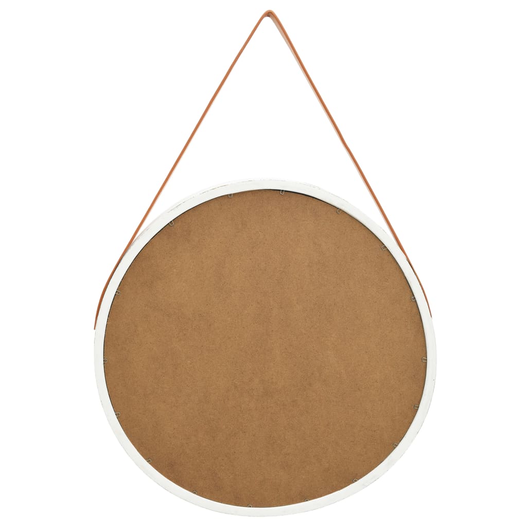 Väggspegel med rem 60 cm vit