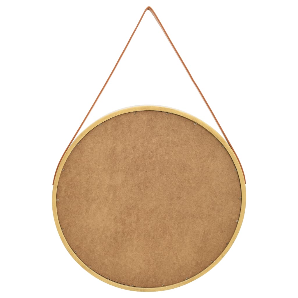Väggspegel med rem 60 cm guld