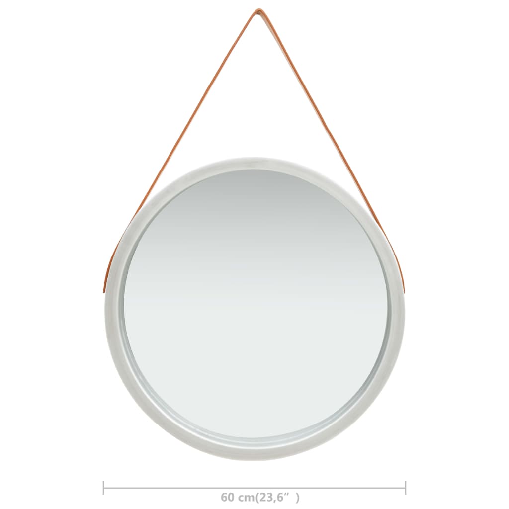 Väggspegel med rem 60 cm silver