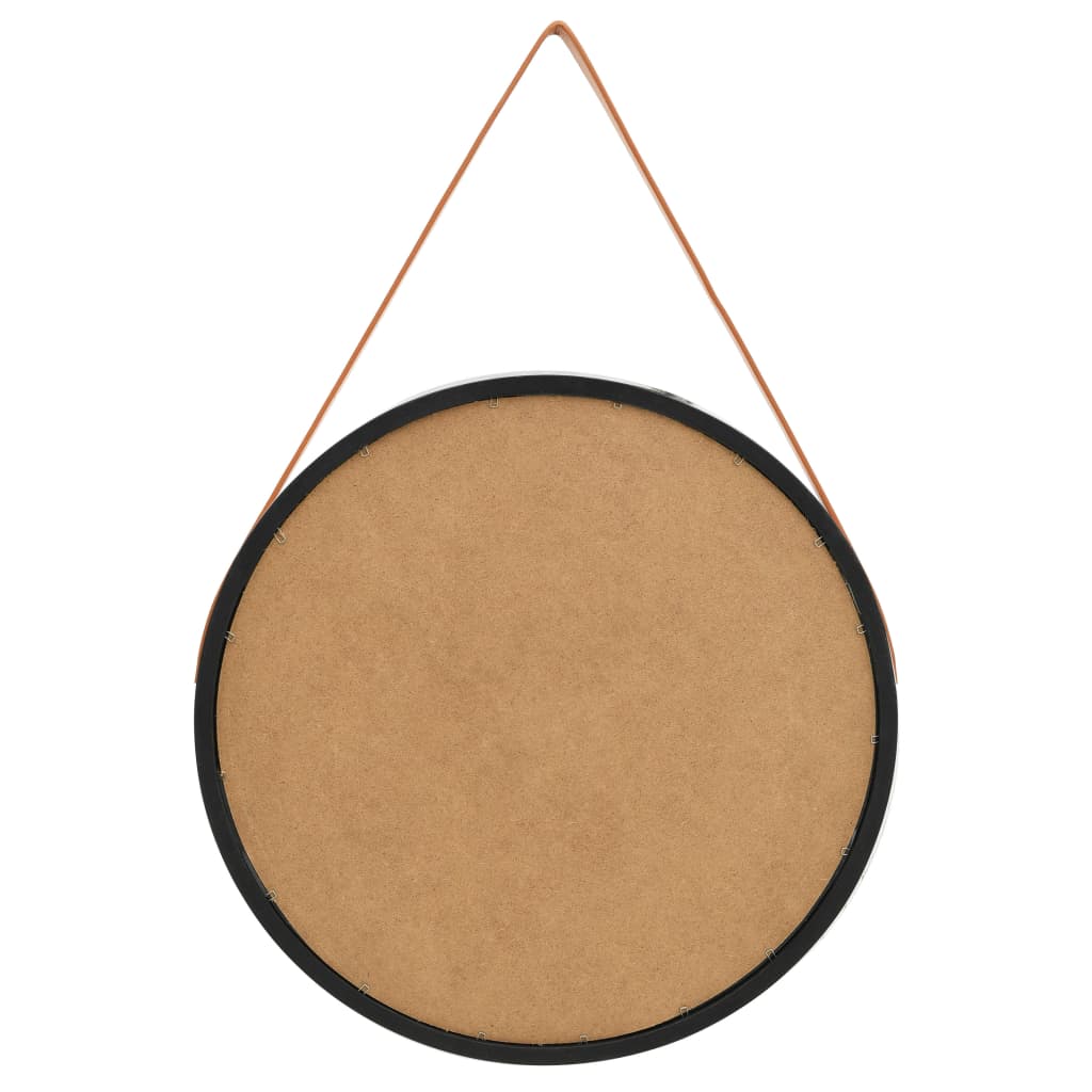 Väggspegel med rem 60 cm svart