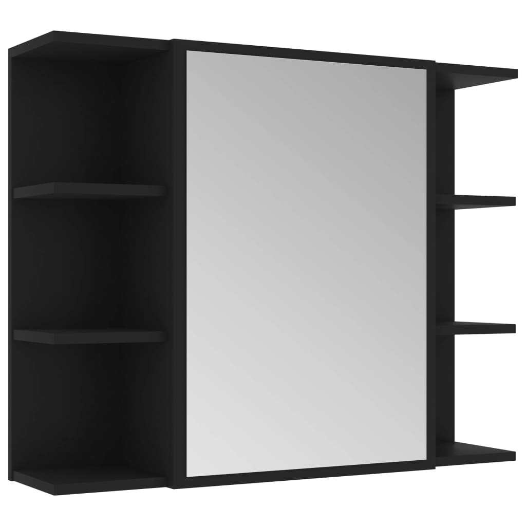 Badrumsspegel Spegelskåp Svart 80x20,5x64 cm