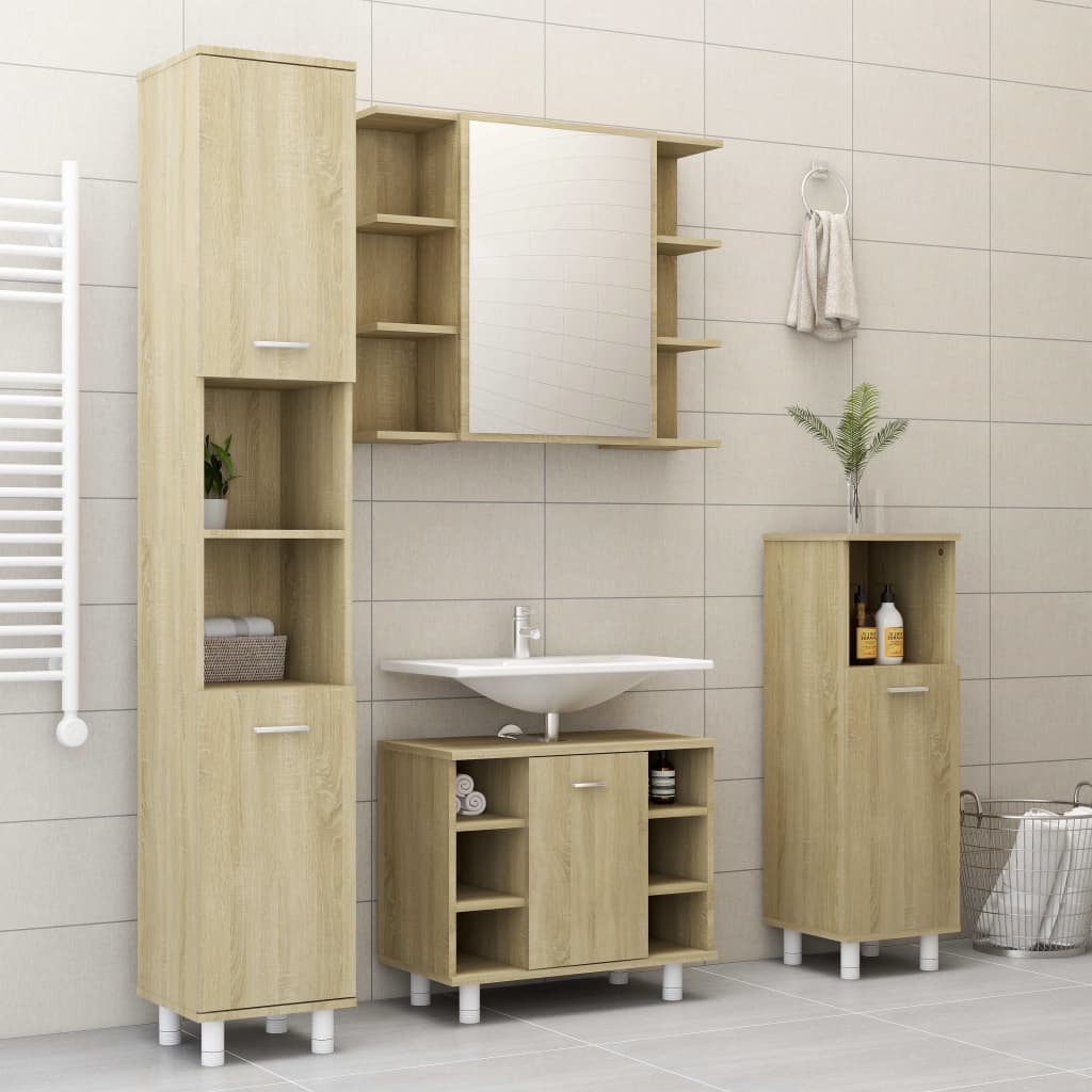 Badrumsspegel Spegelskåp Sonoma Ek 80x20,5x64 cm