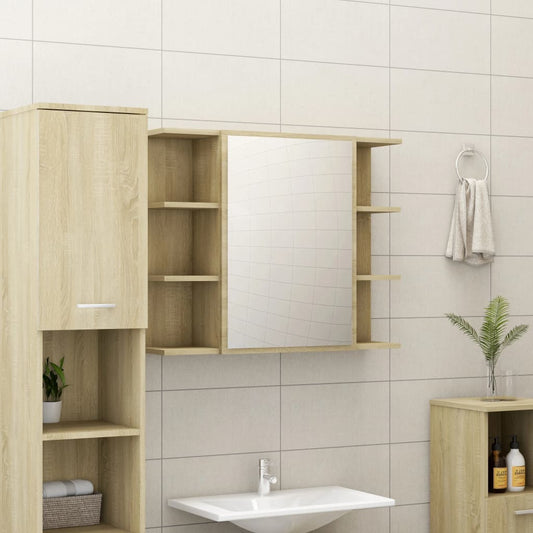 Badrumsspegel Spegelskåp Sonoma Ek 80x20,5x64 cm