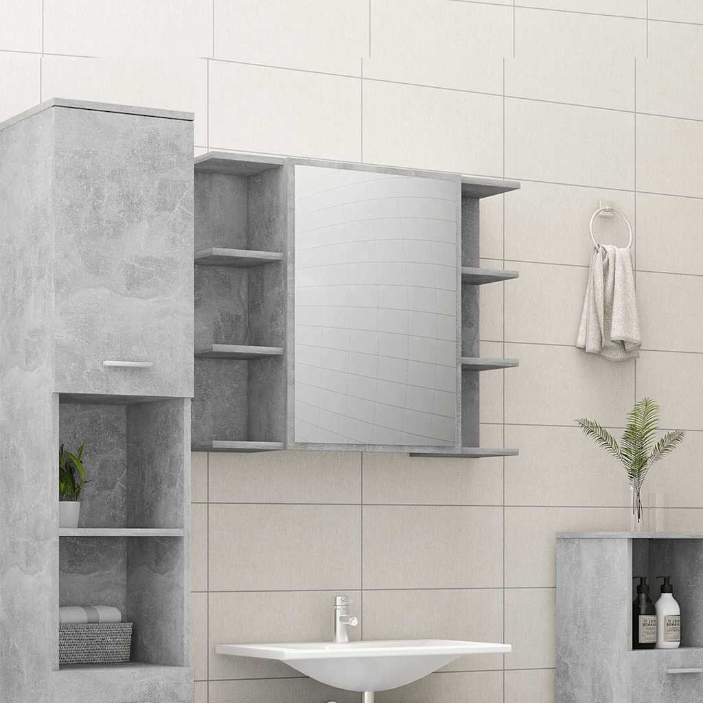 Badrumsspegel Spegelskåp Betonggrå 80x20,5x64 cm