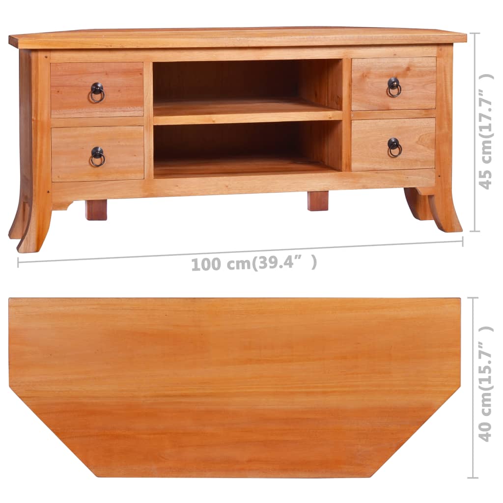 TV-bänk 100x40x45 cm massiv mahogny