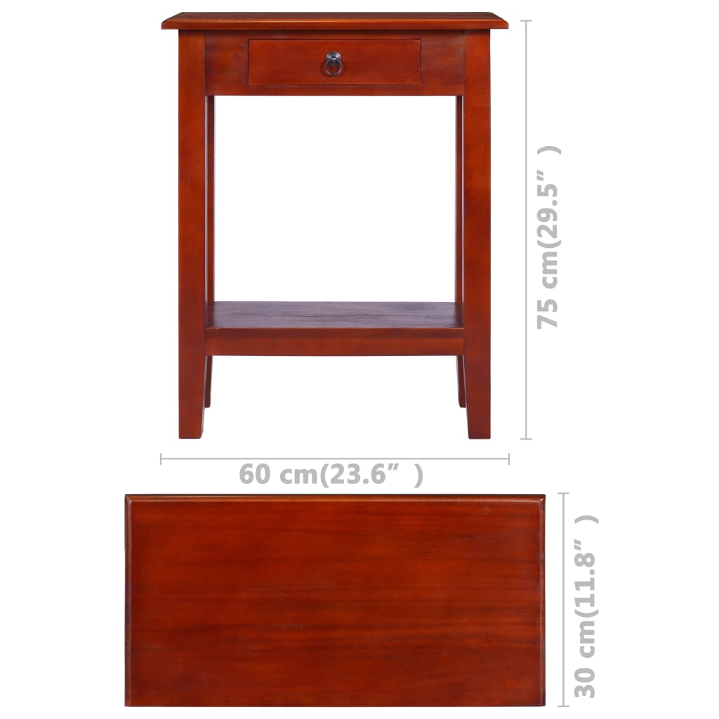 Avlastningsbord klassisk brun 60x30x75 cm massiv mahogny