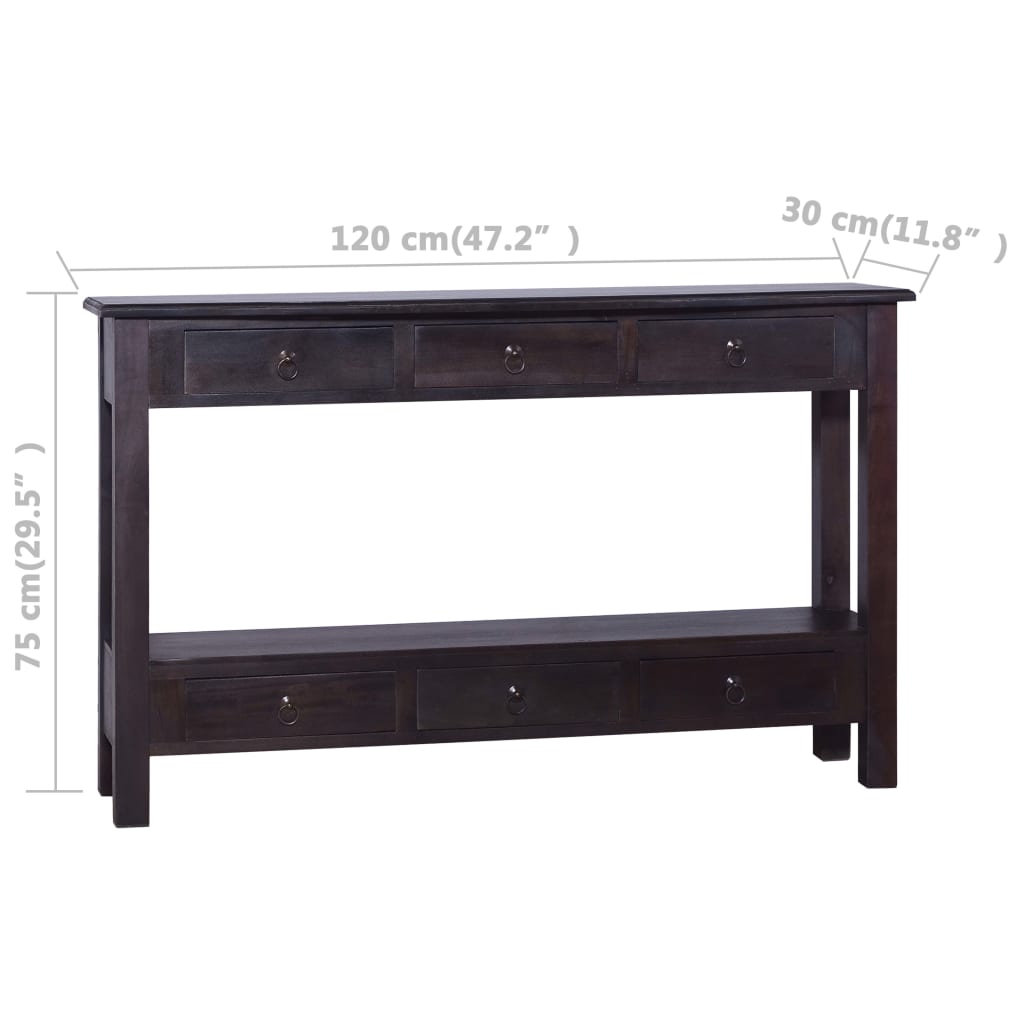 Avlastningsbord Konsollbord Svart 120x30x75 massiv mahogny