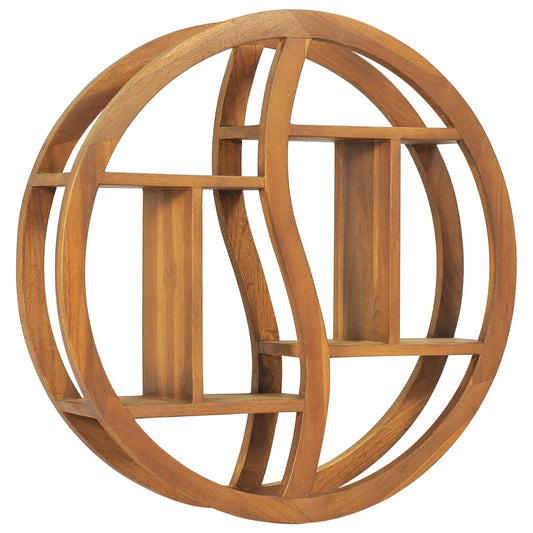 Vägghylla Trä Yin yang-vägghylla 60x15x60 cm massiv teak