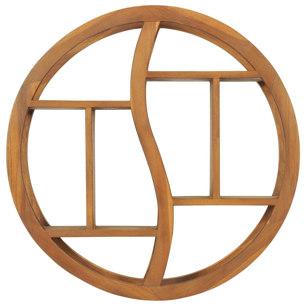 Vägghylla Trä Yin yang-vägghylla 60x15x60 cm massiv teak