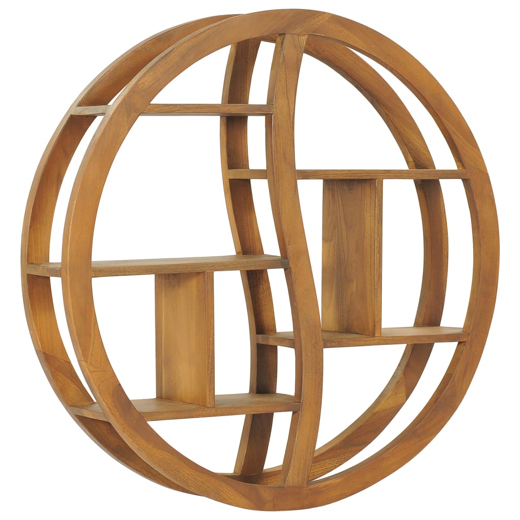Vägghylla Trä Yin yang-vägghylla 80x17,5x80 cm massiv teak