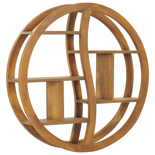 Vägghylla Trä Yin yang-vägghylla 80x17,5x80 cm massiv teak