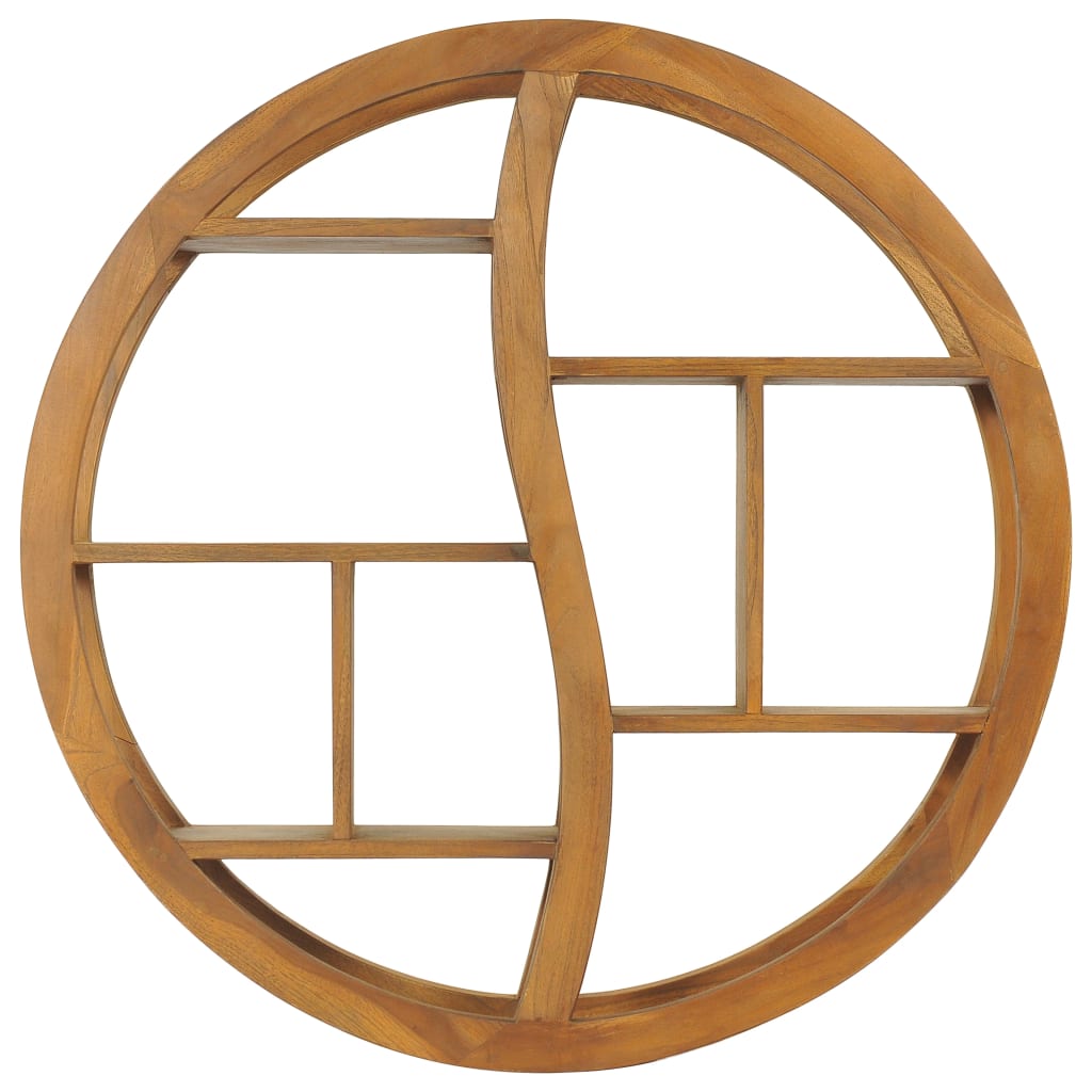 Vägghylla Trä Yin yang-vägghylla 80x17,5x80 cm massiv teak