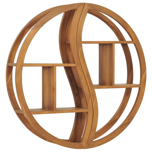 Vägghylla Trä Yin yang-vägghylla 100x20x100 cm massiv teak