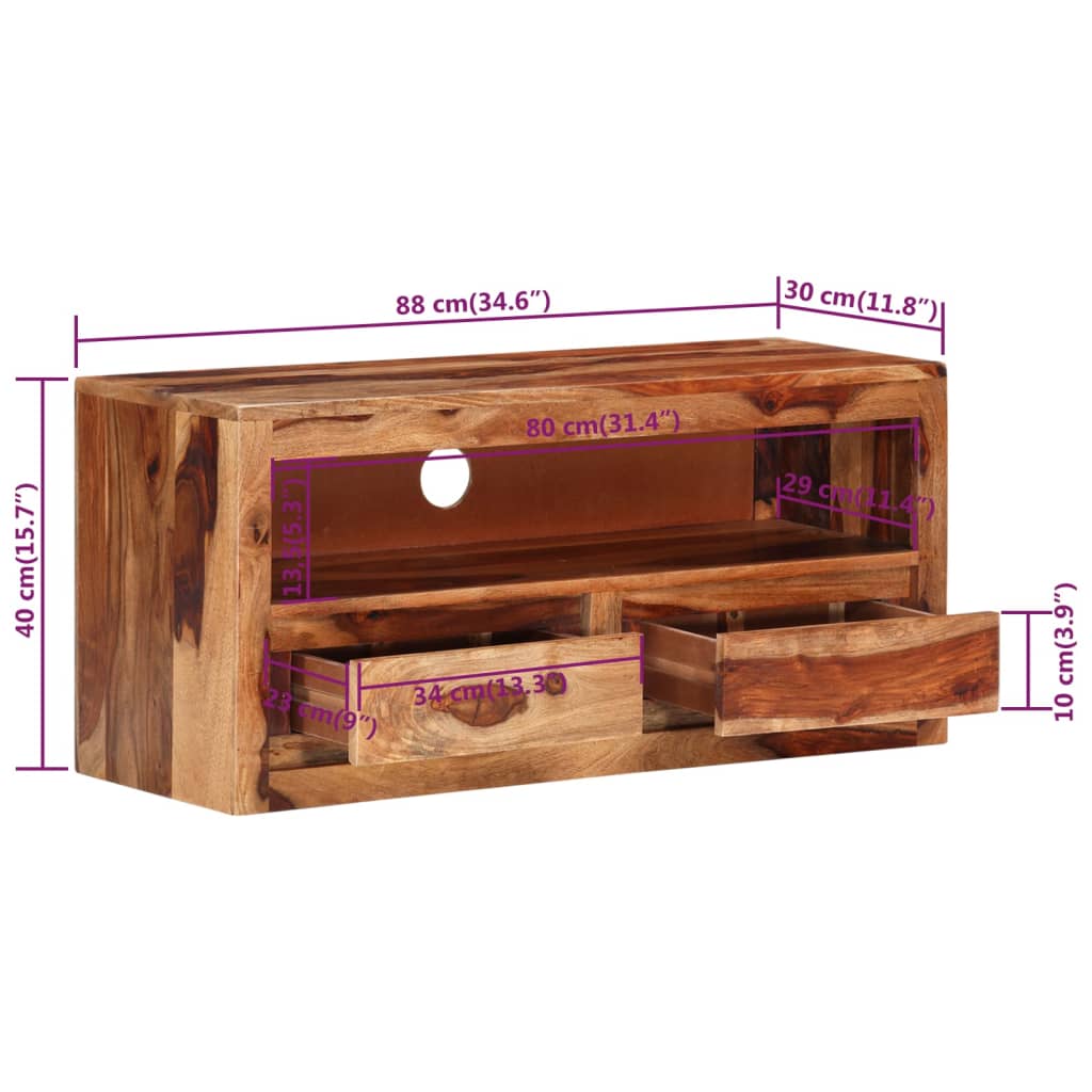 Tv-bänk 88x30x40 cm massivt trä