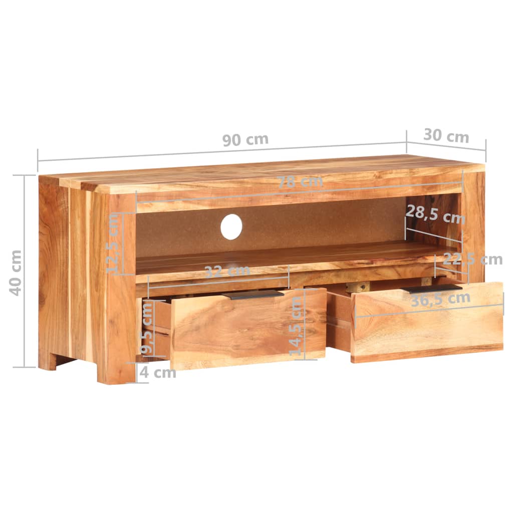 TV-bänk 90x30x40 cm massivt akaciaträ