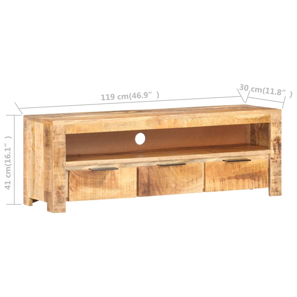 TV-bänk 119x30x41 cm grovt mangoträ