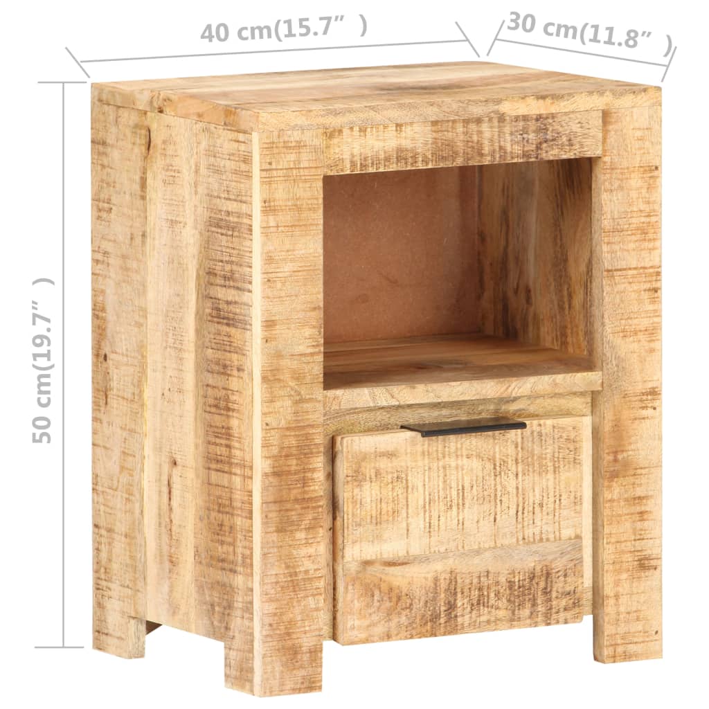Sängbord 40x30x50 cm massivt grovt mangoträ