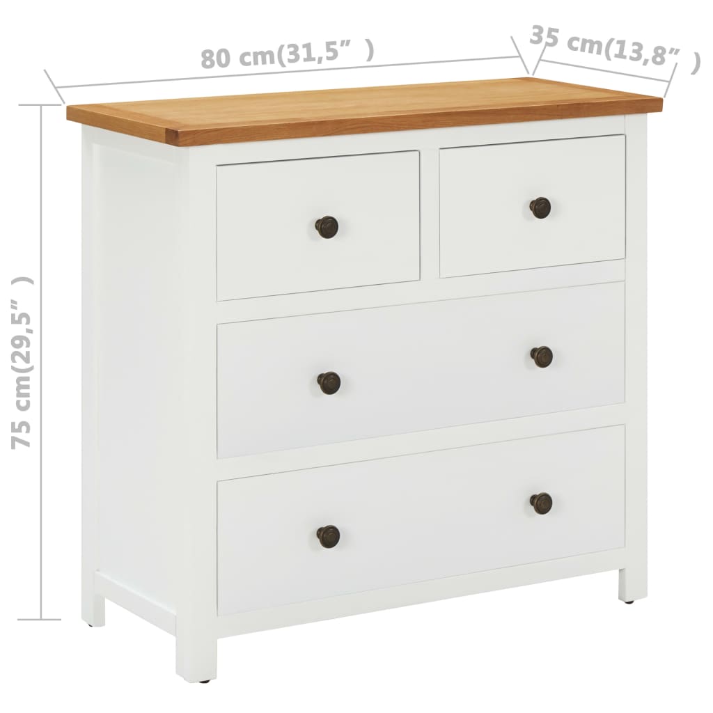 Byrå 80x35x75 cm massiv ek