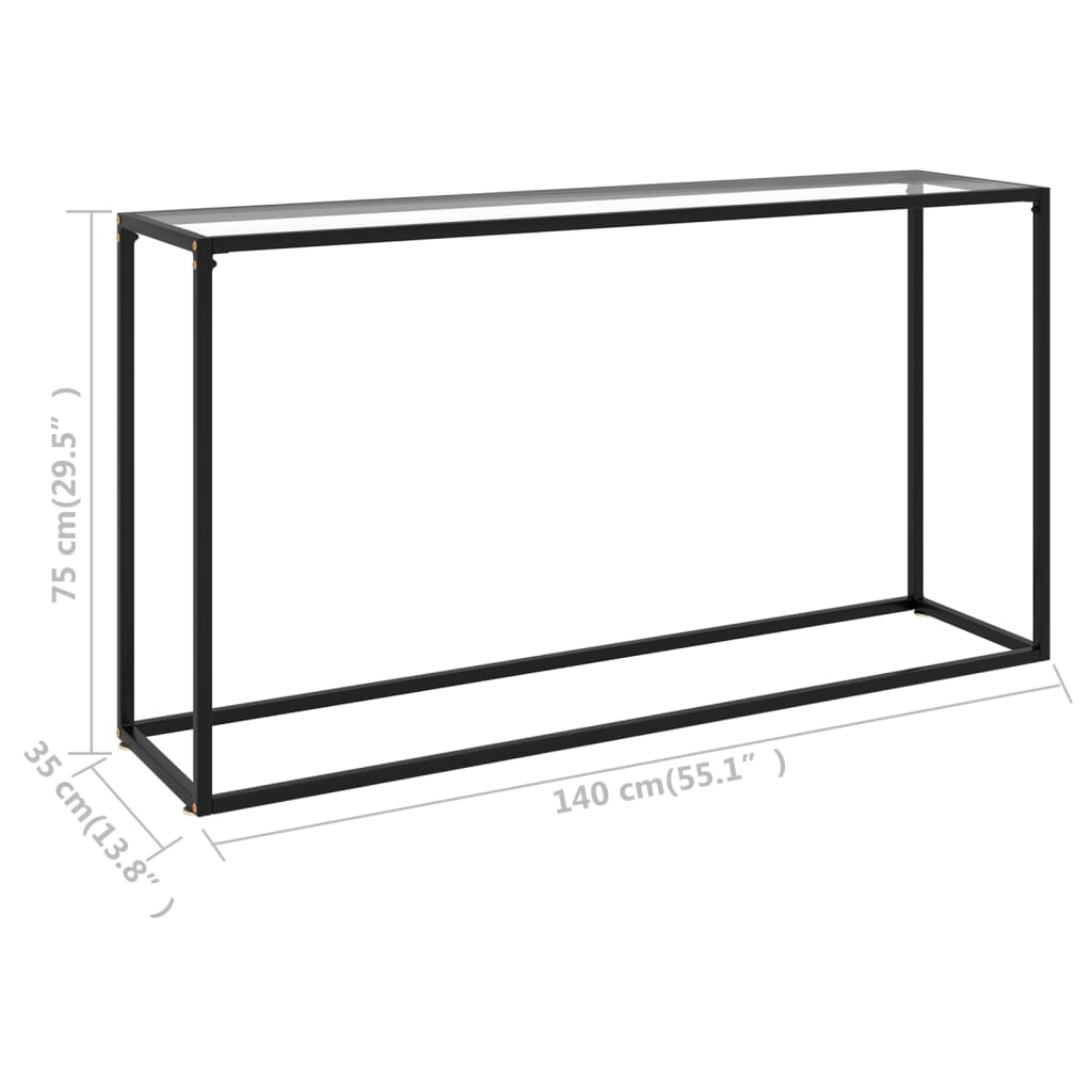 Avlastningsbord Konsollbord DIV. transparent 140x35x75 cm härdat glas