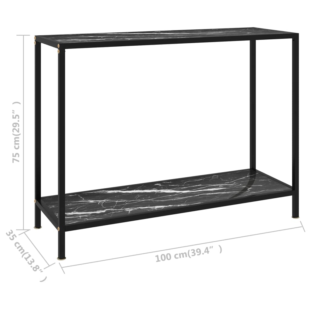 Avlastningsbord Konsollbord Svart 100x35x75 cm härdat glas