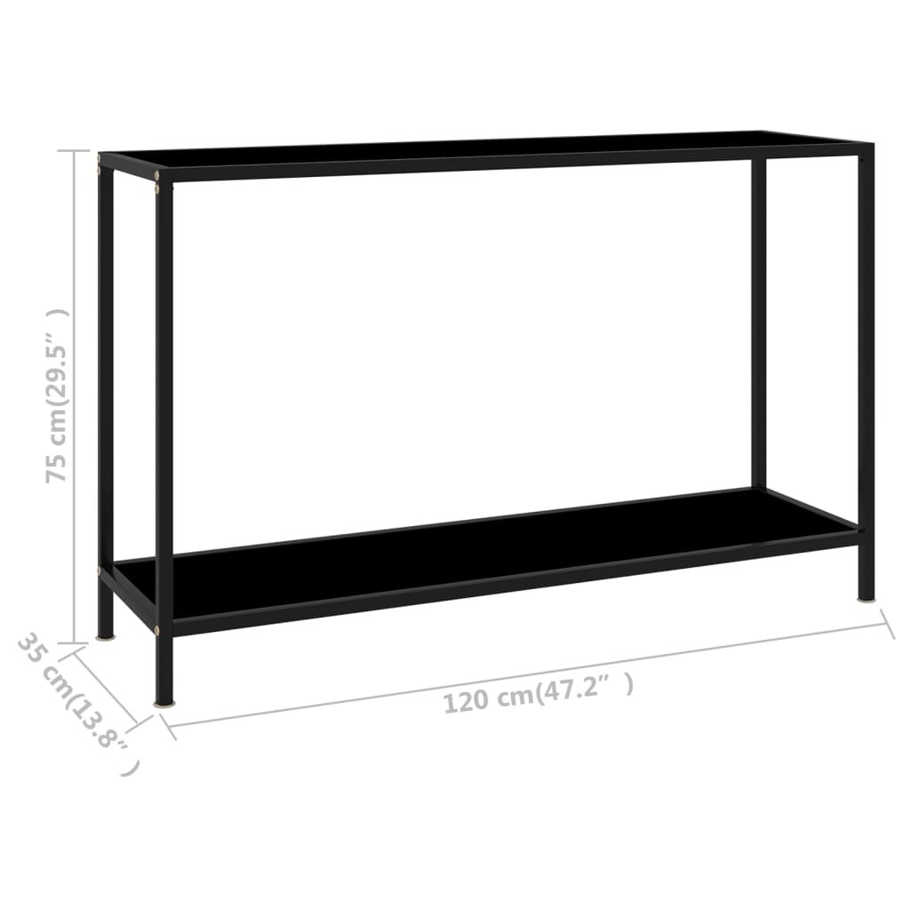 Avlastningsbord Konsollbord Svart 120x35x75 cm härdat glas