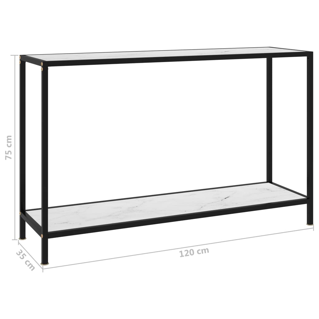 Avlastningsbord Konsollbord Vit 120x35x75 cm härdat glas