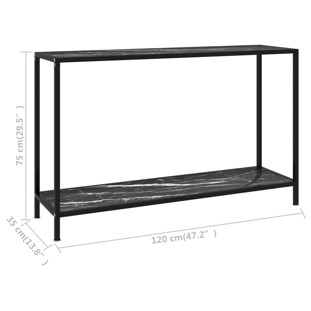 Avlastningsbord Konsollbord Svart 120x35x75 cm härdat glas