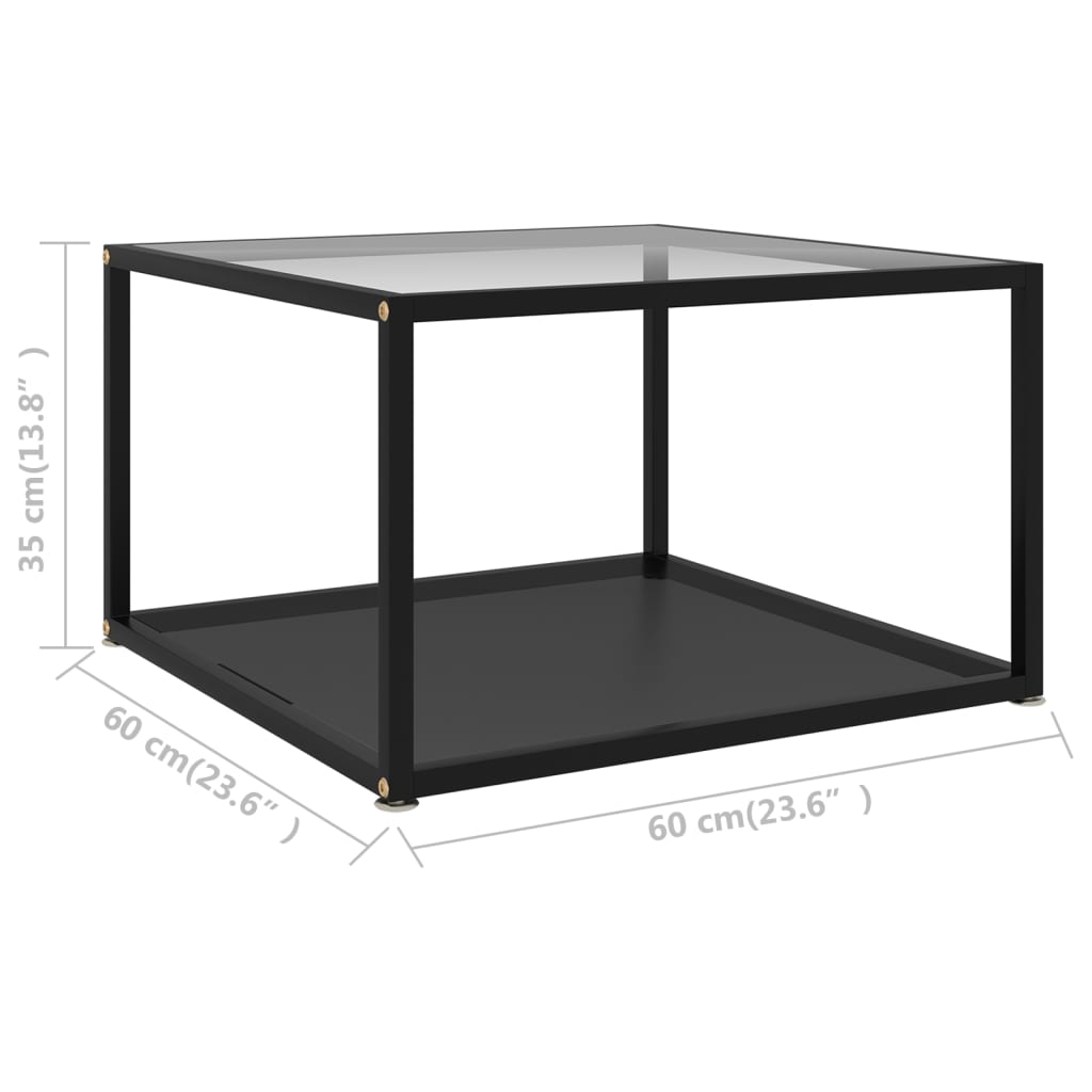 Soffbord DIV. transparent och Svart 60x60x35 cm härdat glas