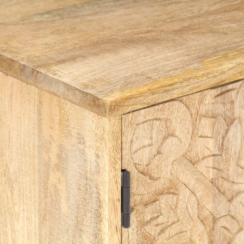 Sängbord Nattduksbord Trä Snidat 40x30x50 cm massivt mangoträ